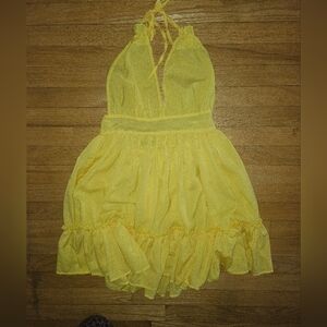 Shein Yellow Halter Dress Size M